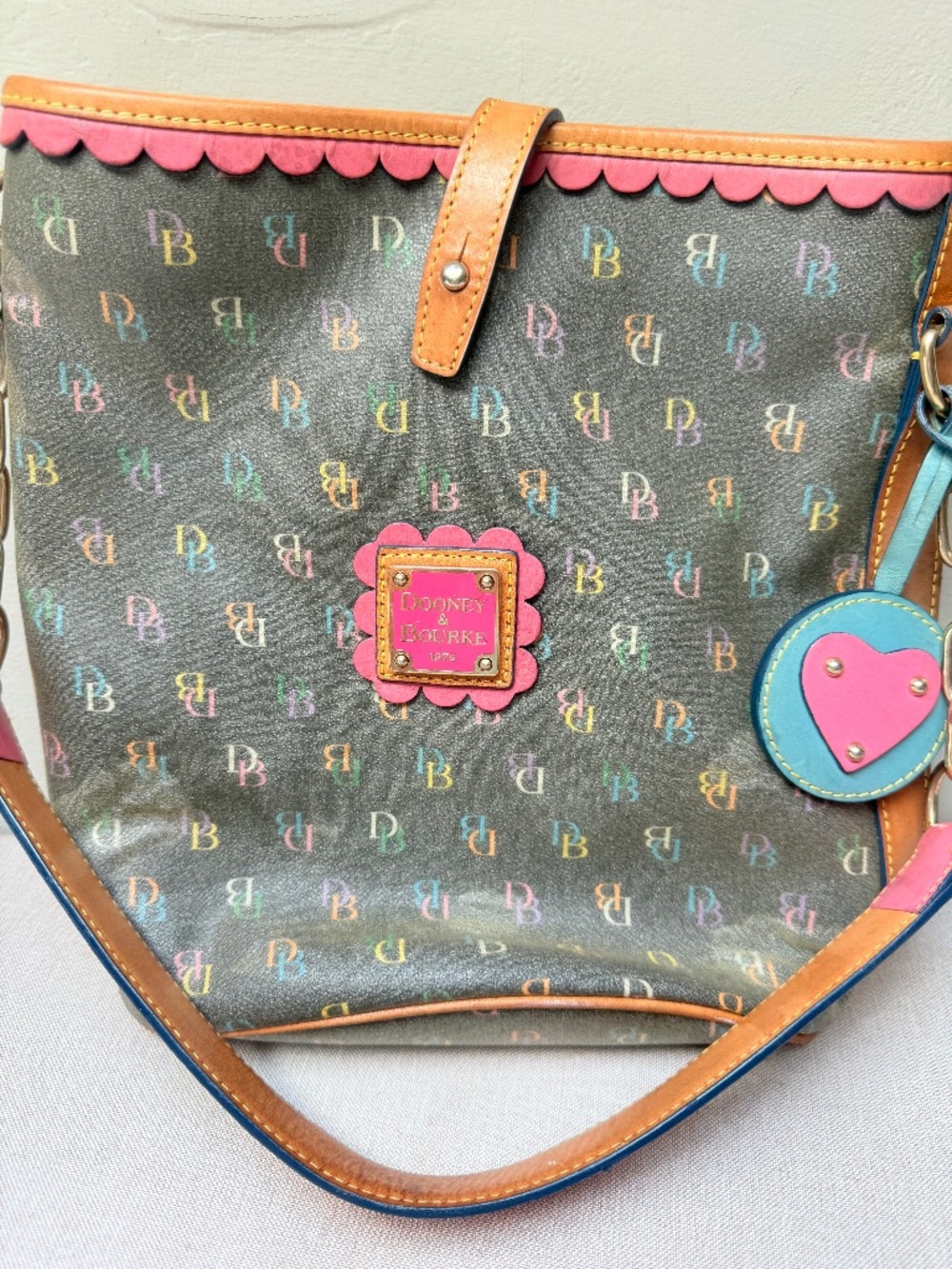 Dooney & Bourke Rainbow Monogram Bag Iconic Y2K "It Bag" Shoulder Bag Early 2000